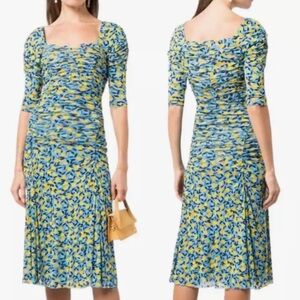 Diane von Furstenberg NWT Dacey Lemon Gathered Dress SizeXXS